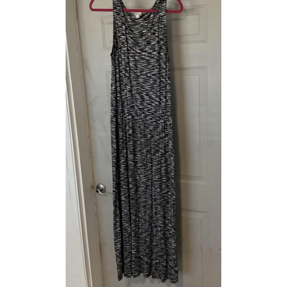 Merona Long Dress Womens Large Stripe Jersey Tank Maxi Sleeveless Casual Summer